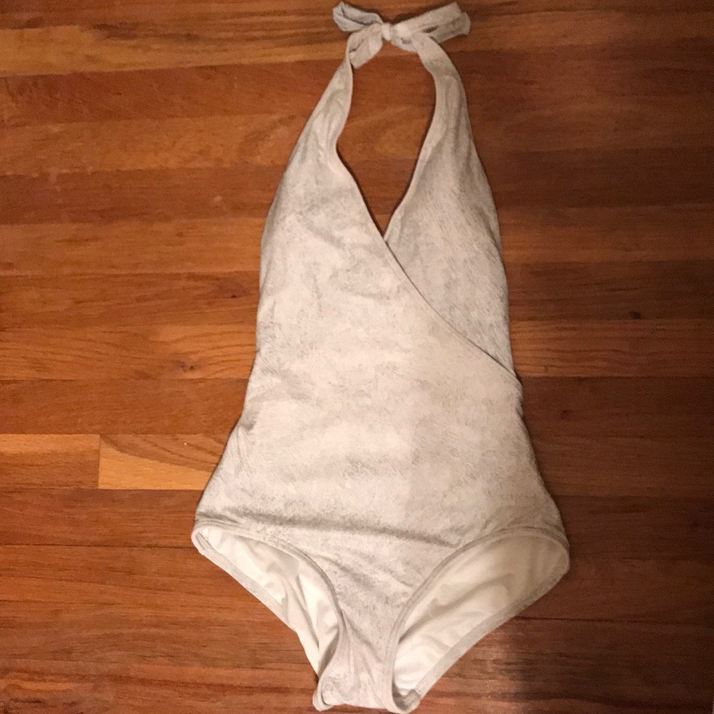 Carmen Marc Valvo White Halter One Piece Swimsuit